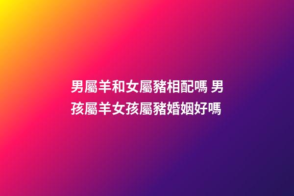 男屬羊和女屬豬相配嗎 男孩屬羊女孩屬豬婚姻好嗎-第1張-觀點-玄機派